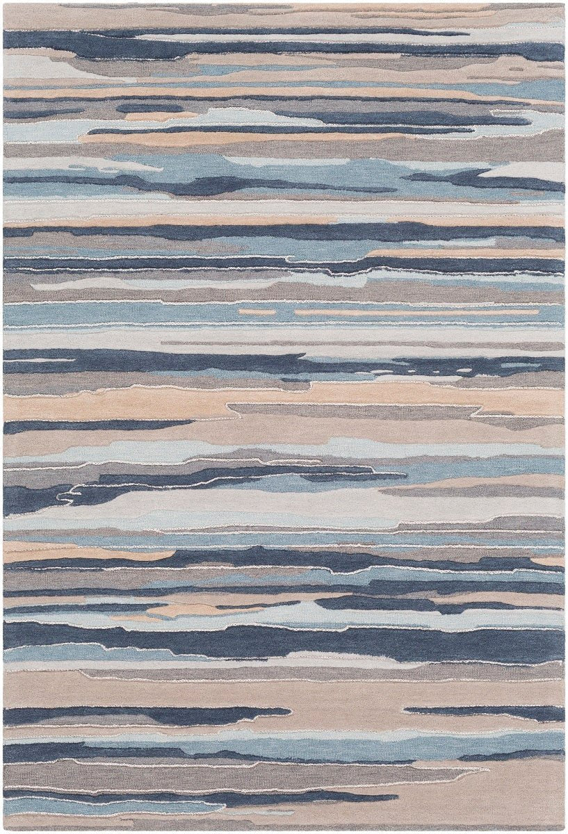 TEXTURED HORIZON WOOL RUG: DENIM DUNES