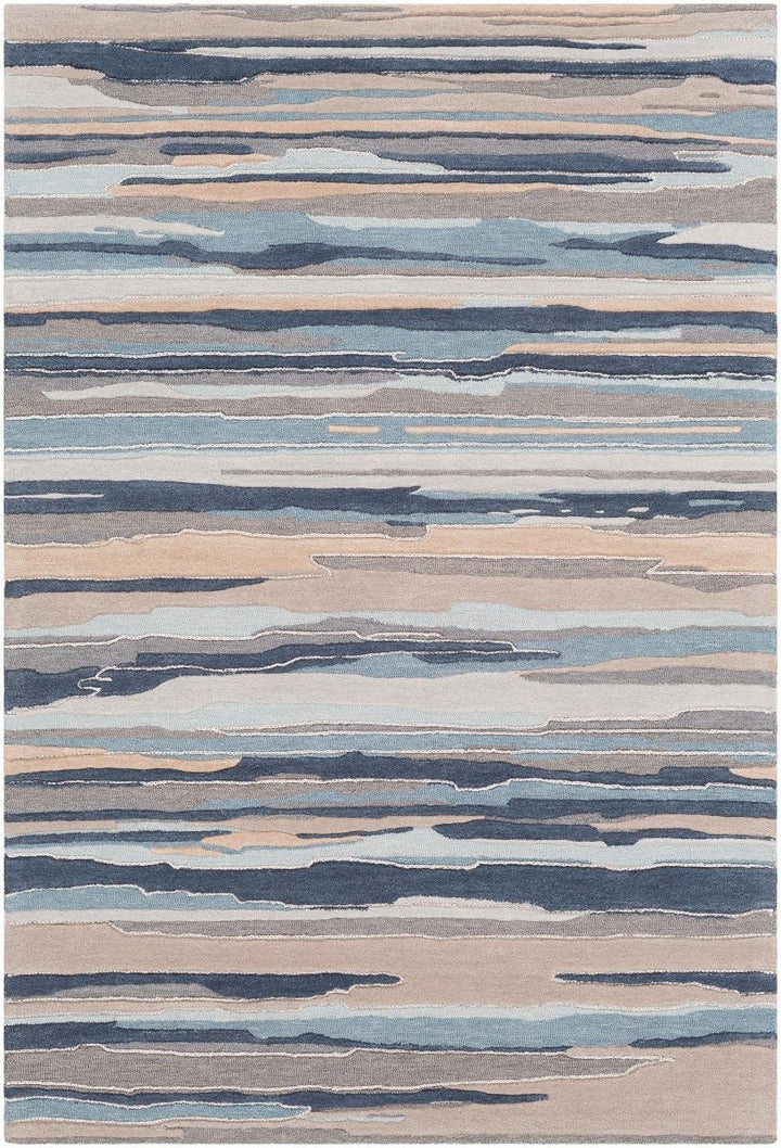 TEXTURED HORIZON WOOL RUG: DENIM DUNES