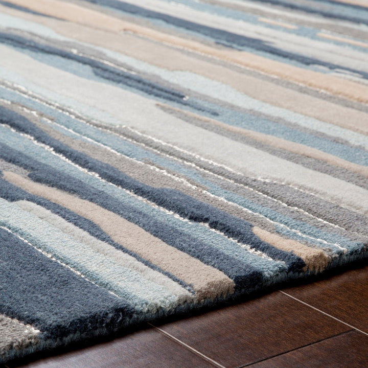 TEXTURED HORIZON WOOL RUG: DENIM DUNES