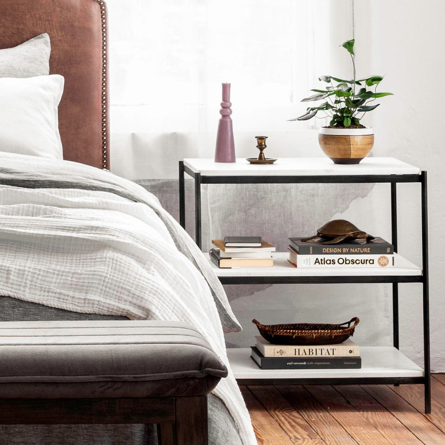 THREE TIER MARBLE END TABLE