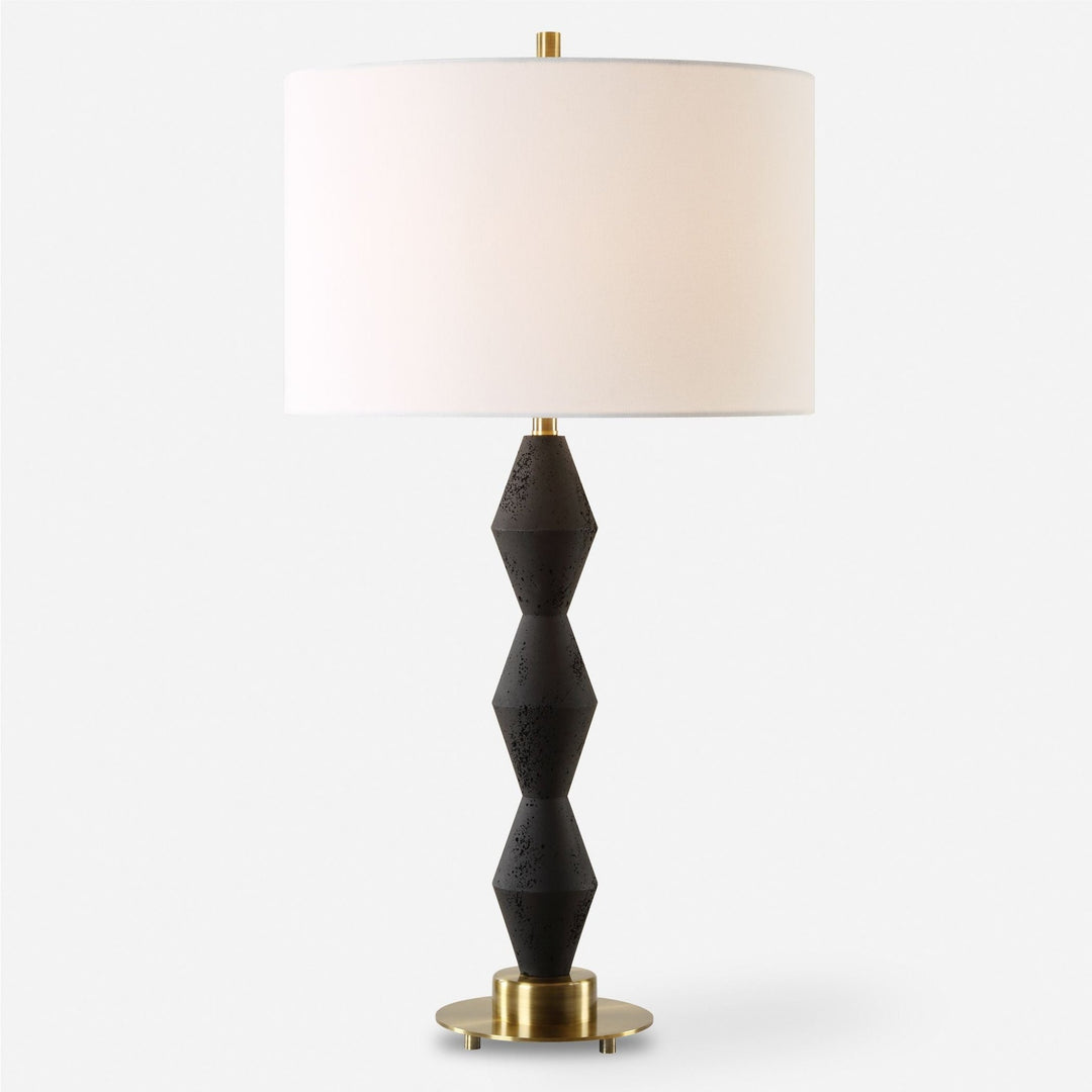 THREEFOLD BLACK STONE TABLE LAMP