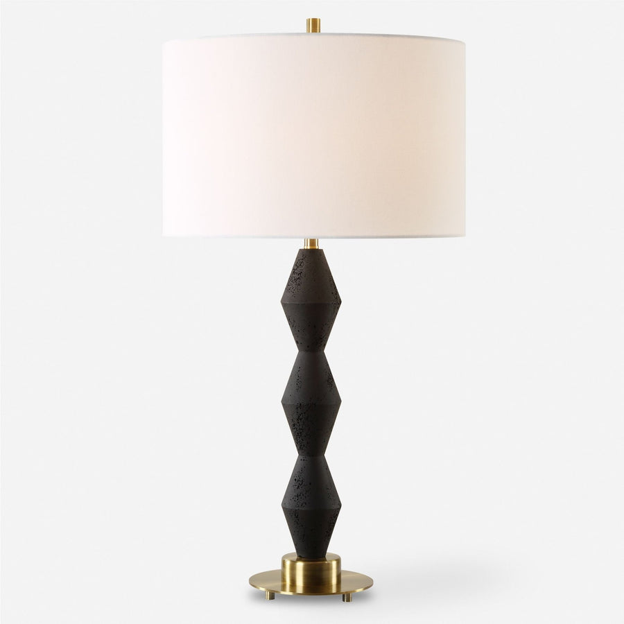 THREEFOLD BLACK STONE TABLE LAMP