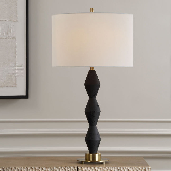 THREEFOLD BLACK STONE TABLE LAMP