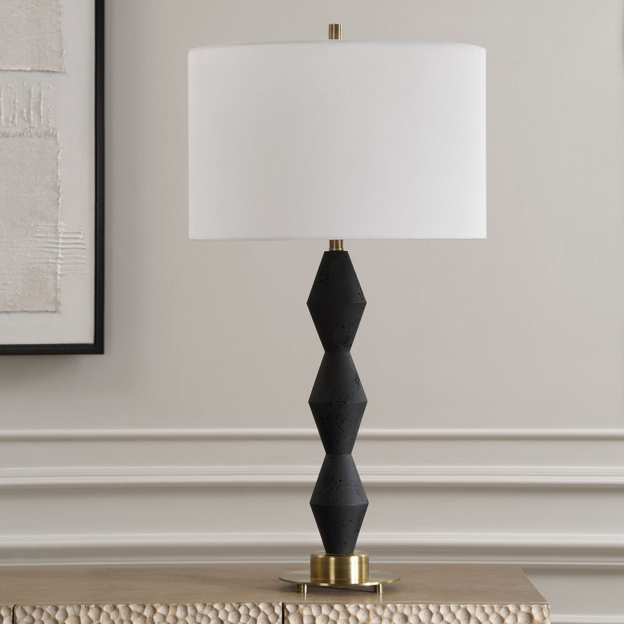 THREEFOLD BLACK STONE TABLE LAMP