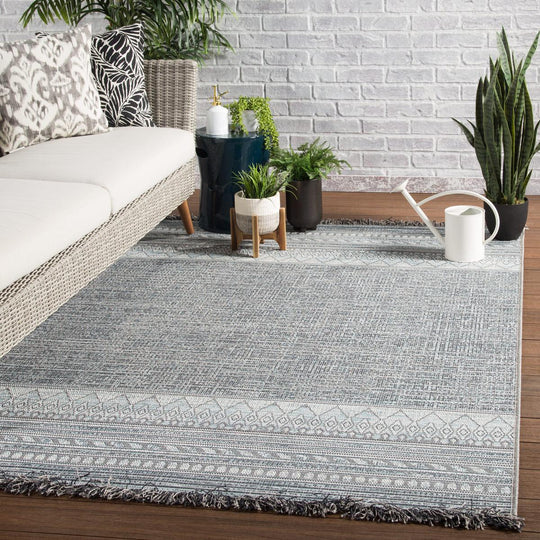 TIKAL RAVI INDOOR - OUTDOOR RUG: GREY, SKY