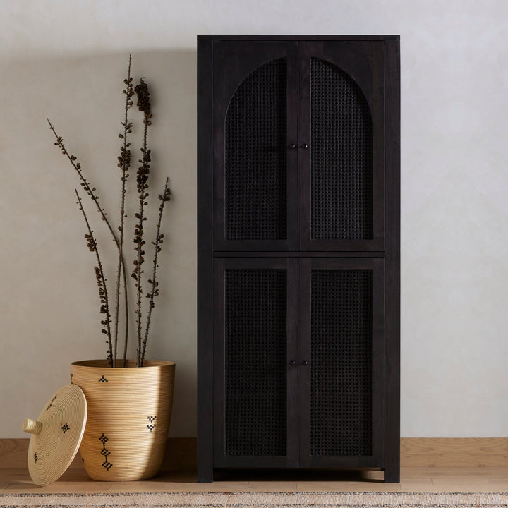 TILDA BLACK WASH MANGO + CANE TALL CABINET