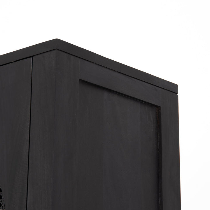 TILDA BLACK WASH MANGO + CANE TALL CABINET