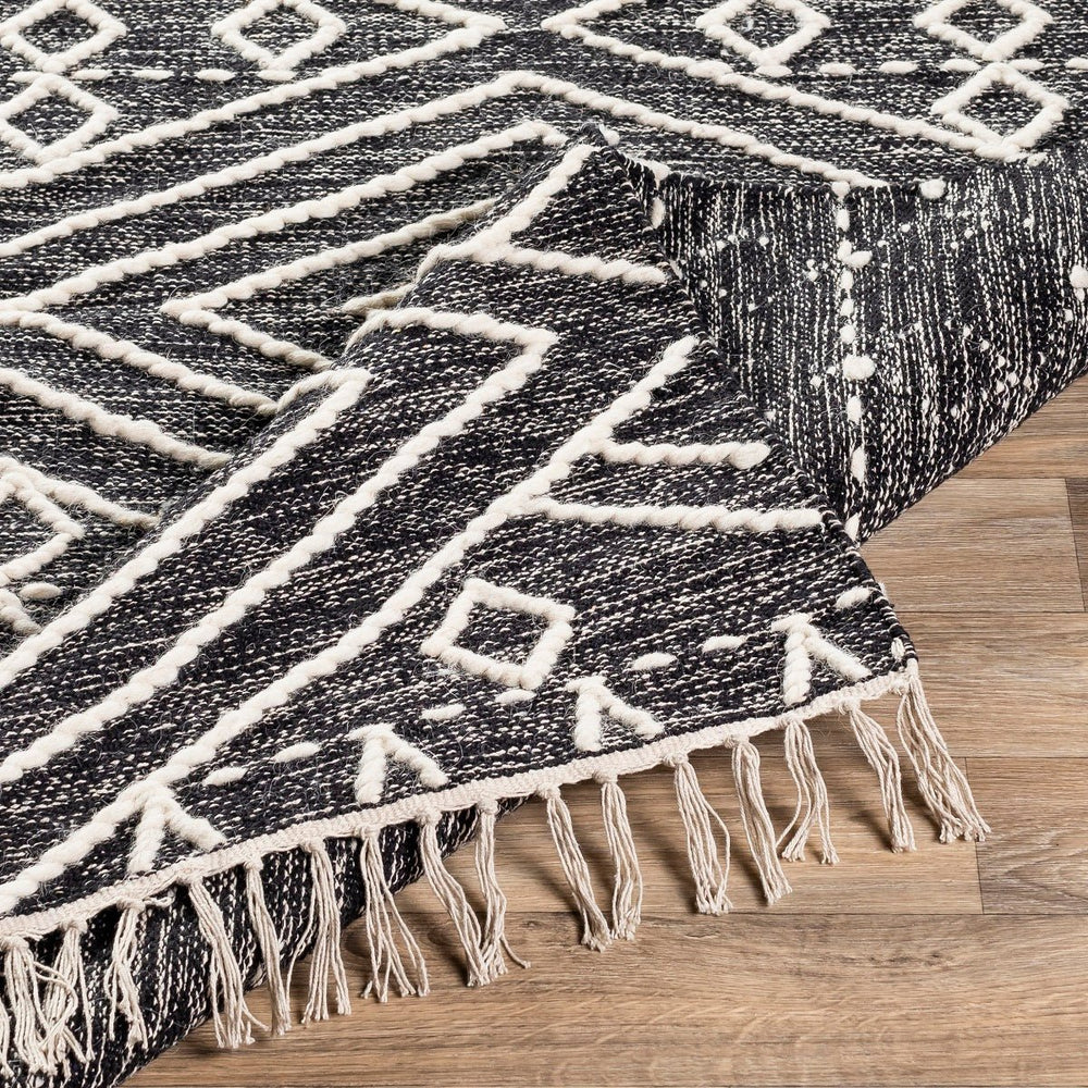 TOBEY WOOL + COTTON TEXTURED FLATWEAVE: BLACK