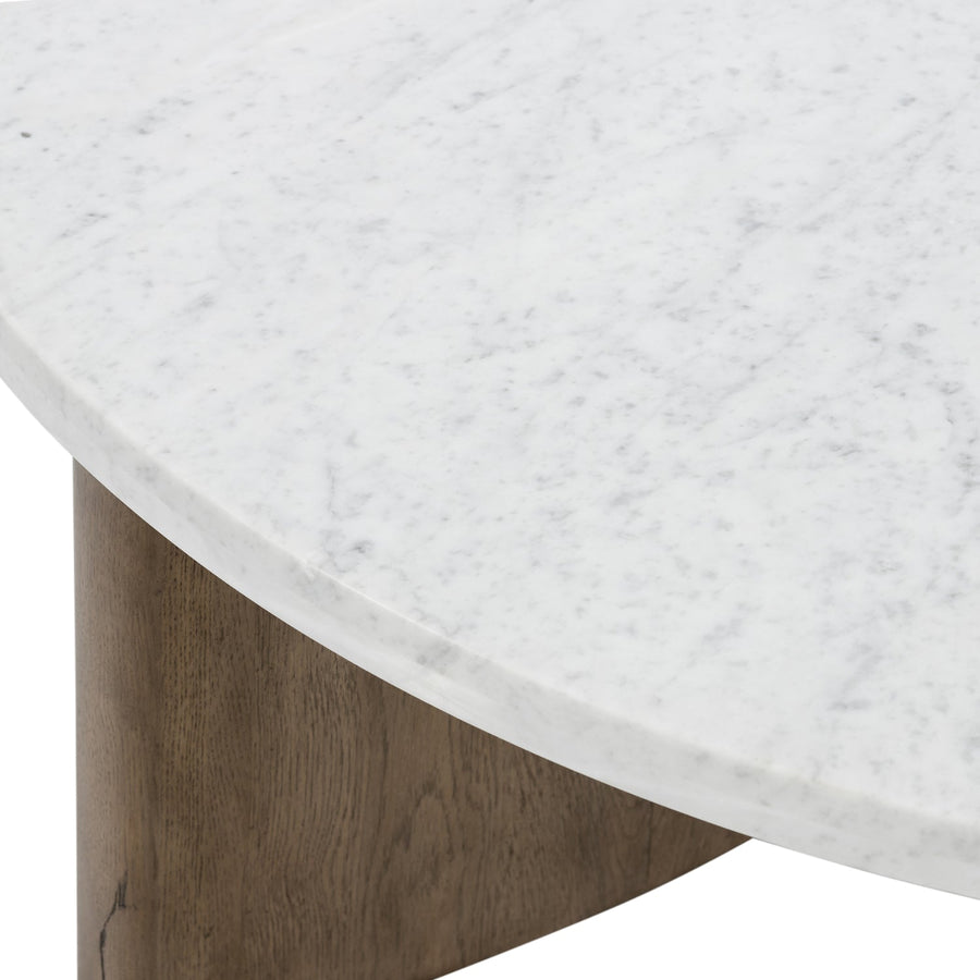 TOLI ITALIAN WHITE MARBLE + OAK COFFEE TABLE