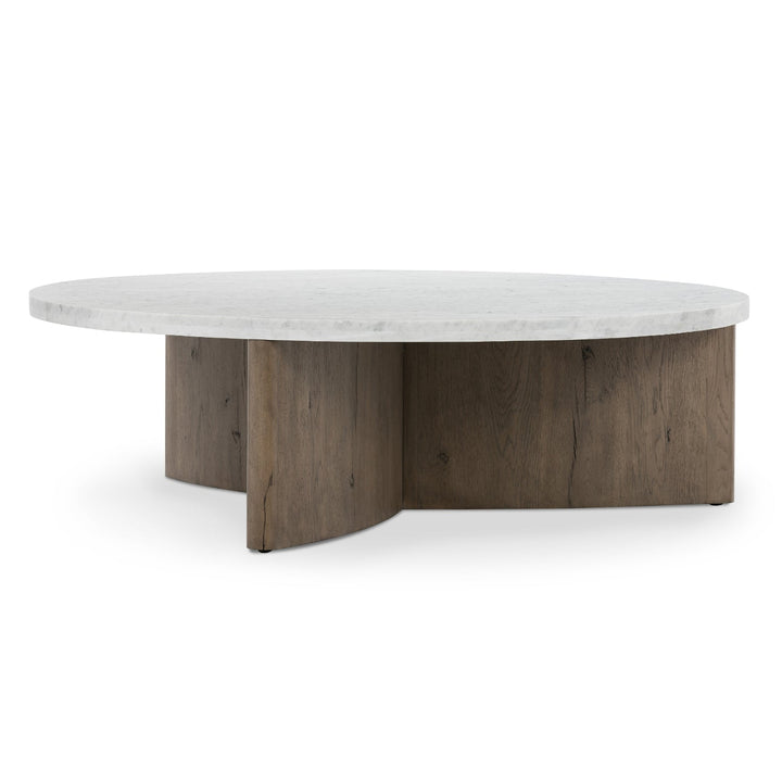 TOLI ITALIAN WHITE MARBLE + OAK COFFEE TABLE