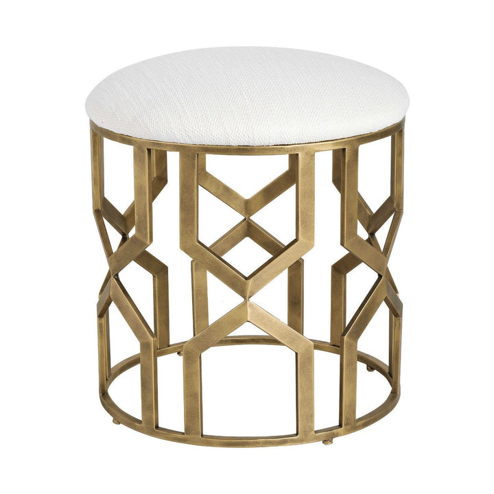 TRELLIS ANTIQUE BRASS ACCENT STOOL