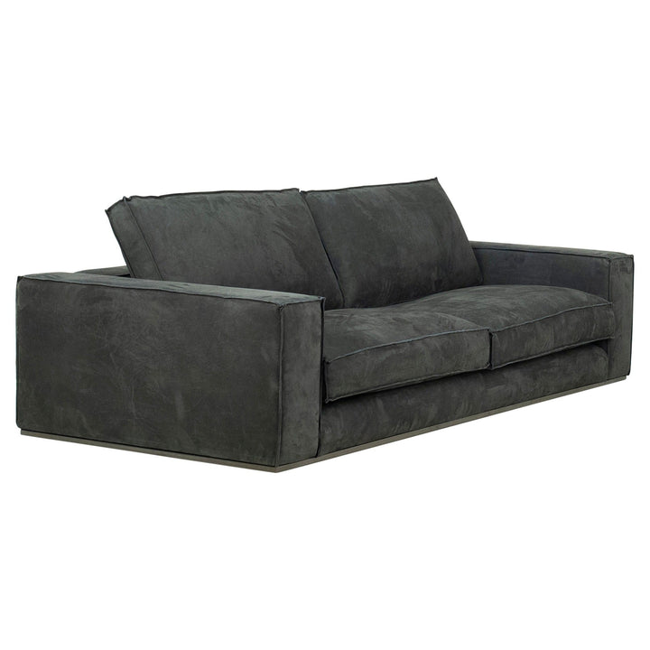 TRENTON ANTIQUE BLACK SUEDE LEATHER SOFA