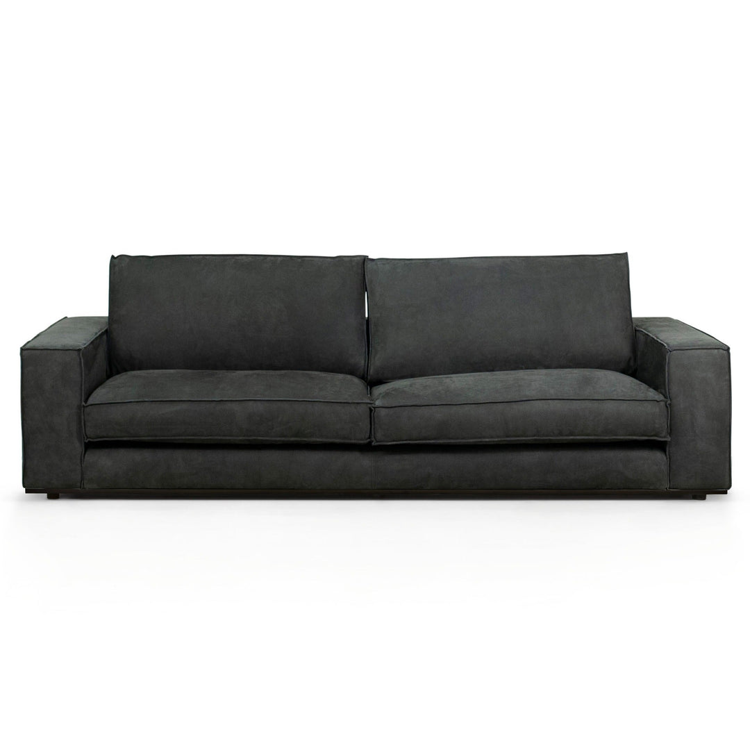 TRENTON ANTIQUE BLACK SUEDE LEATHER SOFA