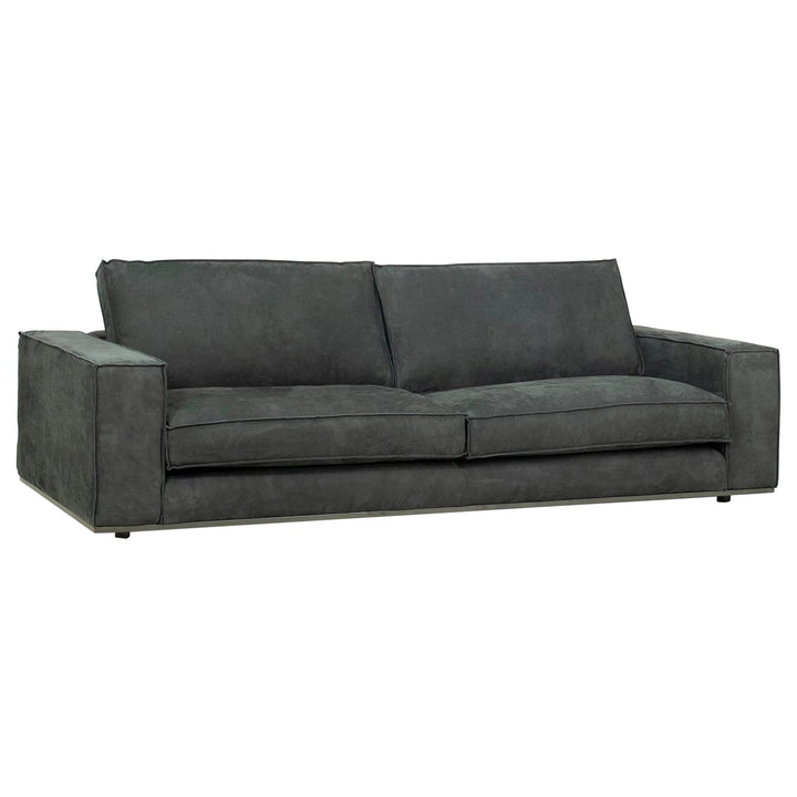 TRENTON ANTIQUE BLACK SUEDE LEATHER SOFA