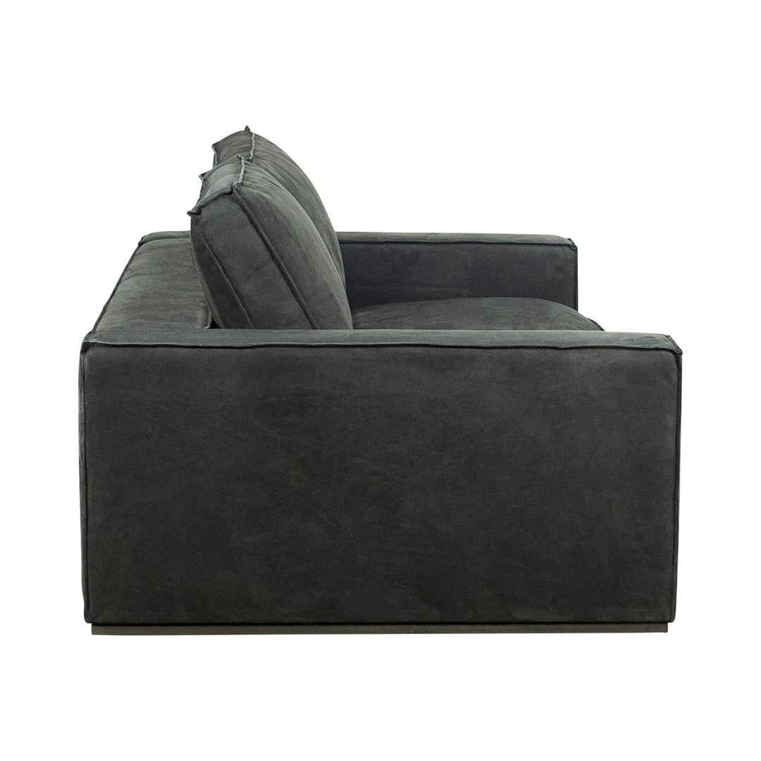 TRENTON ANTIQUE BLACK SUEDE LEATHER SOFA