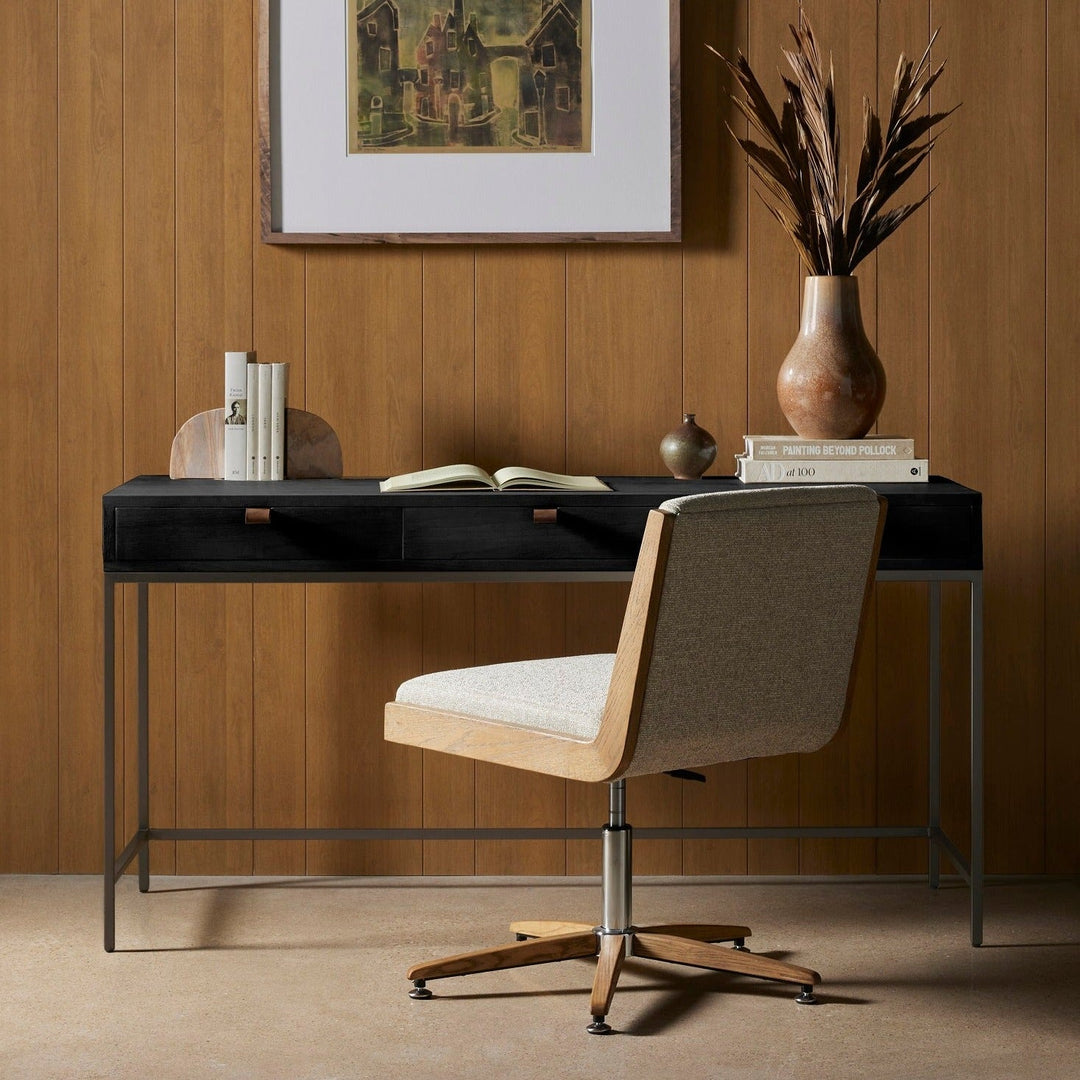 TREY WRITING DESK: BLACK WASH POPLAR