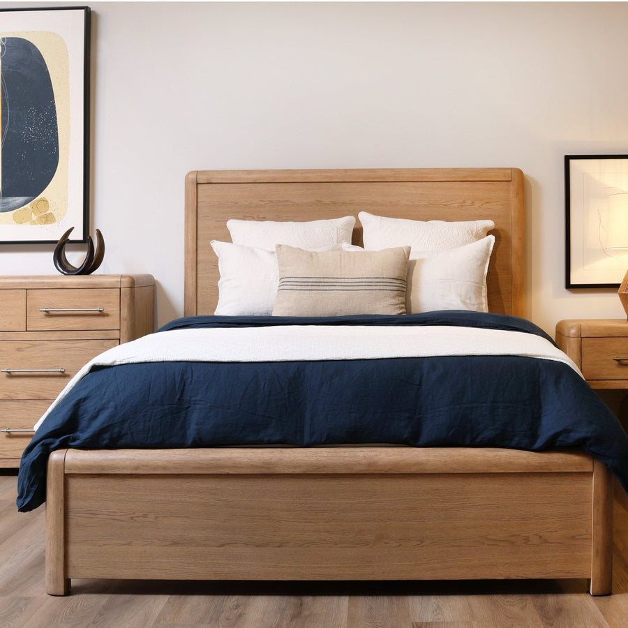 TRICIA NATURAL OAK PANEL BED