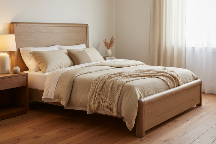 CECIL NATURAL OAK PANEL BED