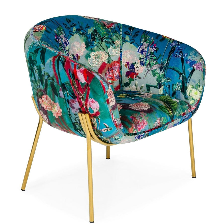 TROPICAL PRINT VELVET ACCENT CHAIR