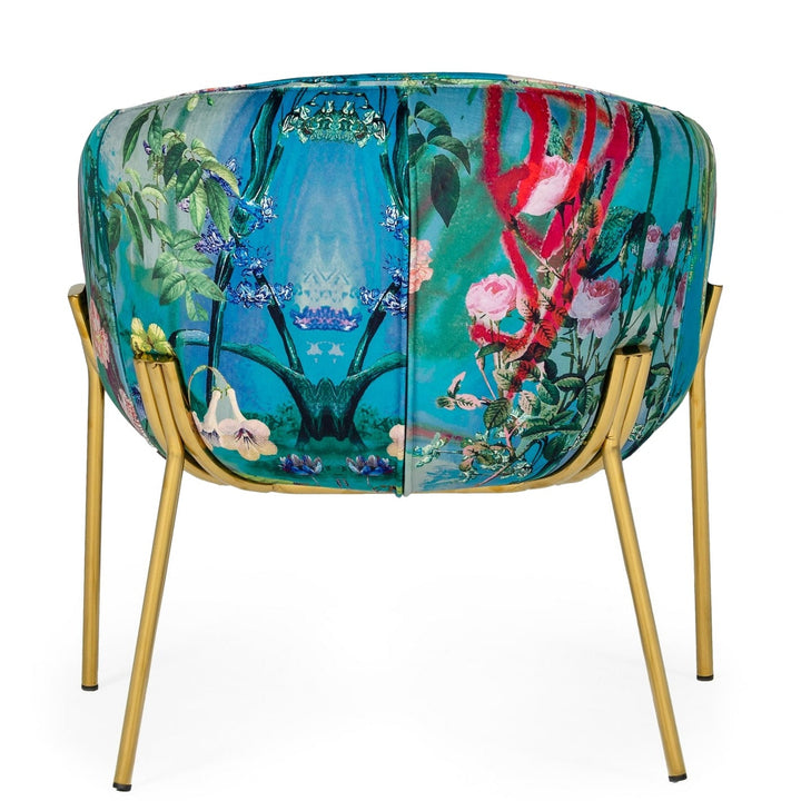 TROPICAL PRINT VELVET ACCENT CHAIR