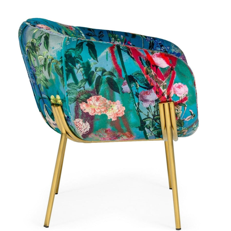 TROPICAL PRINT VELVET ACCENT CHAIR