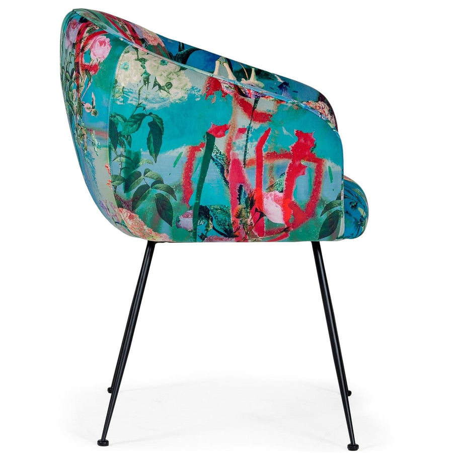 TROPICAL PRINT VELVET DINING CHAIR