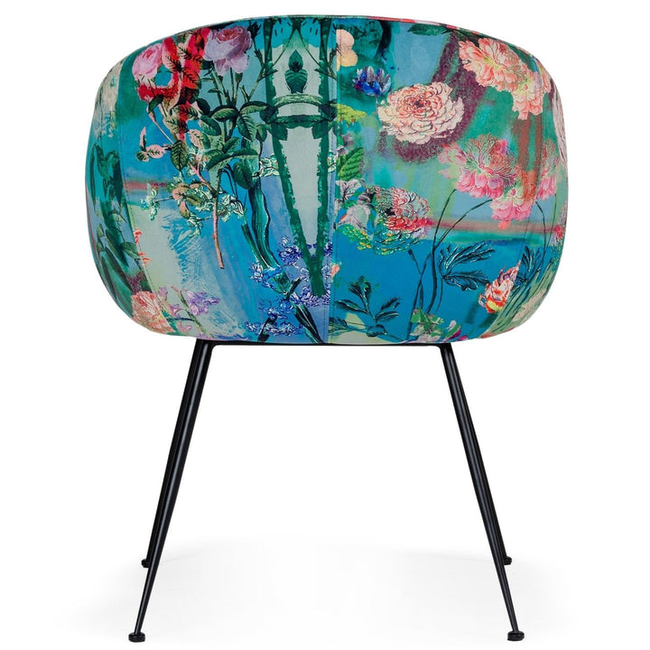 TROPICAL PRINT VELVET DINING CHAIR