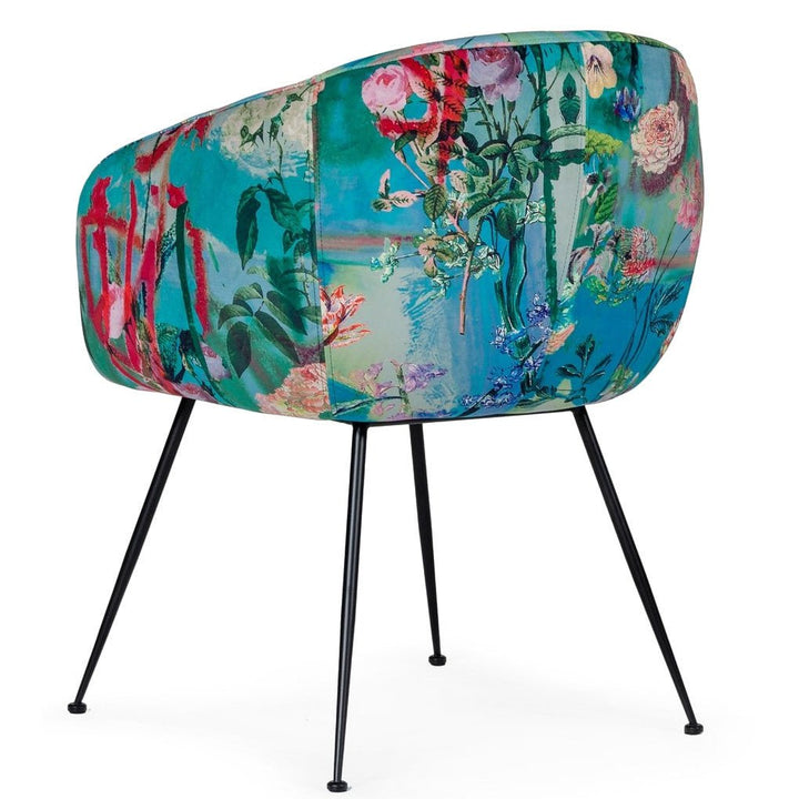 TROPICAL PRINT VELVET DINING CHAIR