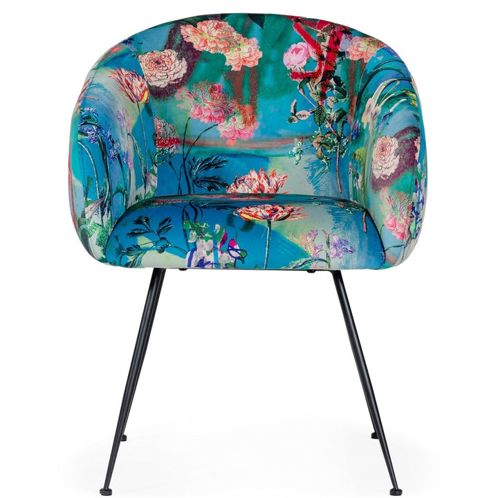 TROPICAL PRINT VELVET DINING CHAIR