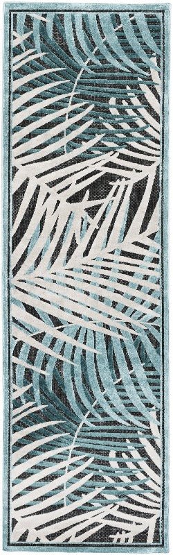 TROPICS OUTDOOR RUG: AQUA, WHITE