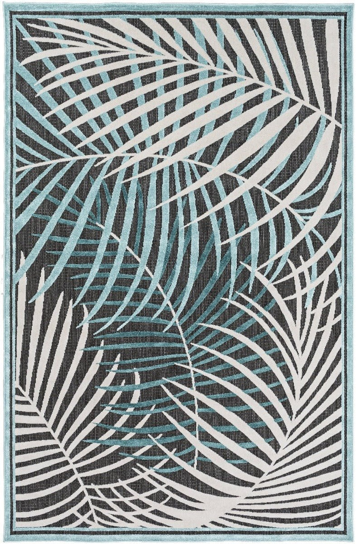 TROPICS OUTDOOR RUG: AQUA, WHITE