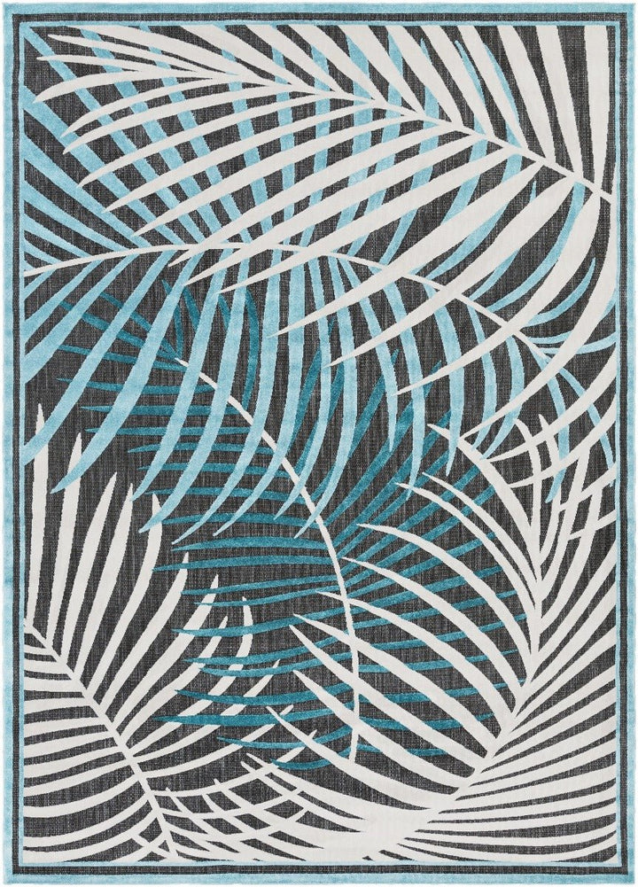 TROPICS OUTDOOR RUG: AQUA, WHITE