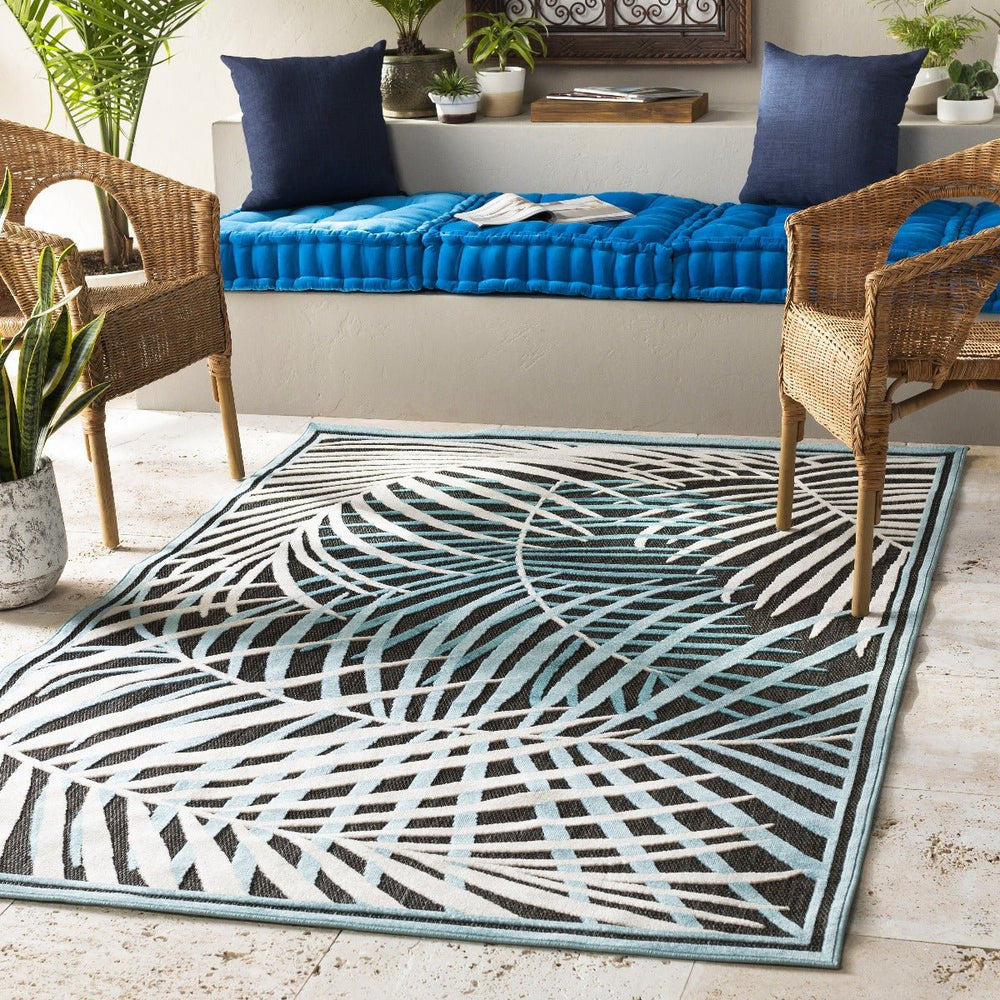 TROPICS OUTDOOR RUG: AQUA, WHITE