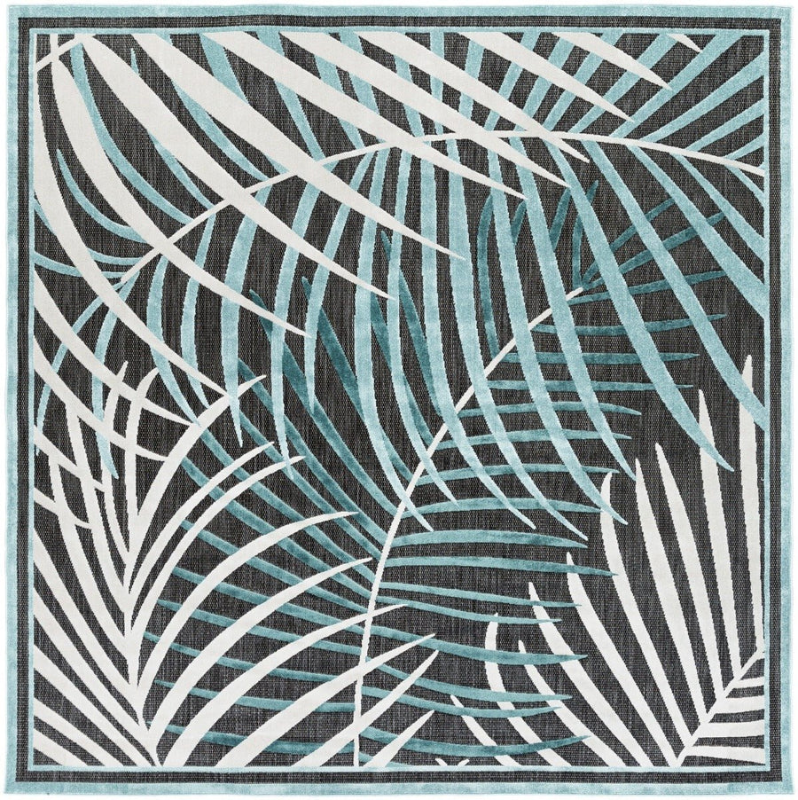 TROPICS OUTDOOR RUG: AQUA, WHITE