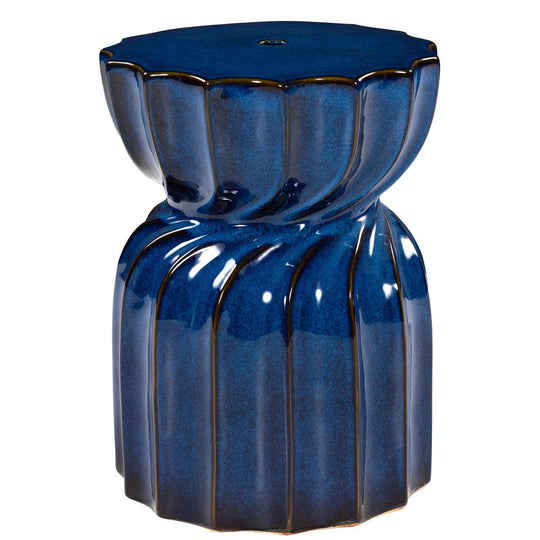 TWIST CERAMIC GARDEN STOOL: BLUE