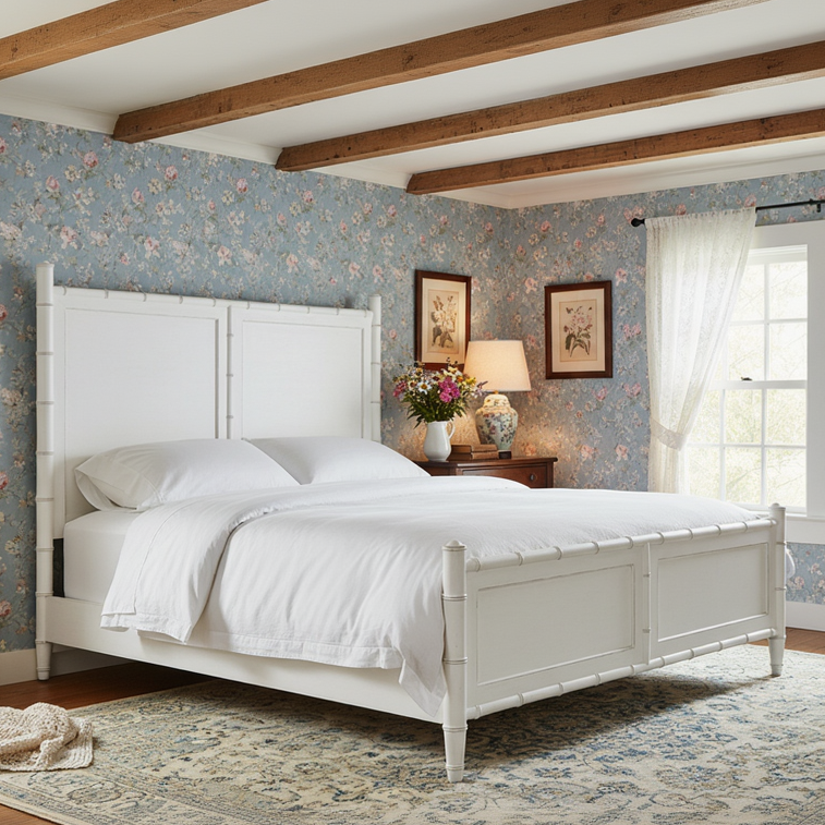 WHITE HERON BAMBOO PANEL BED
