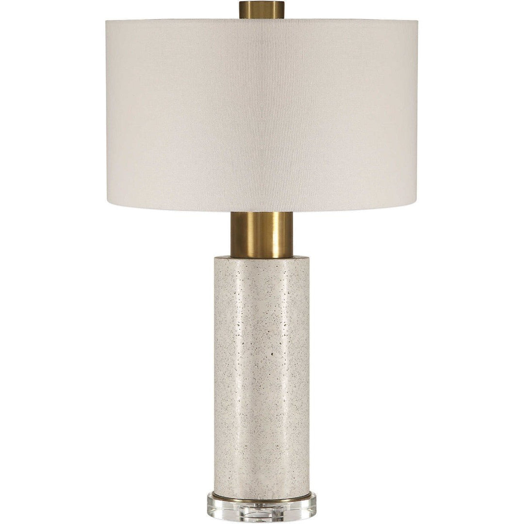 BLEACHED CONCRETE + BRASS COLUMN LAMP