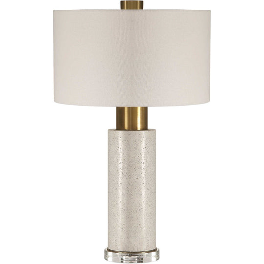 BLEACHED CONCRETE + BRASS COLUMN LAMP