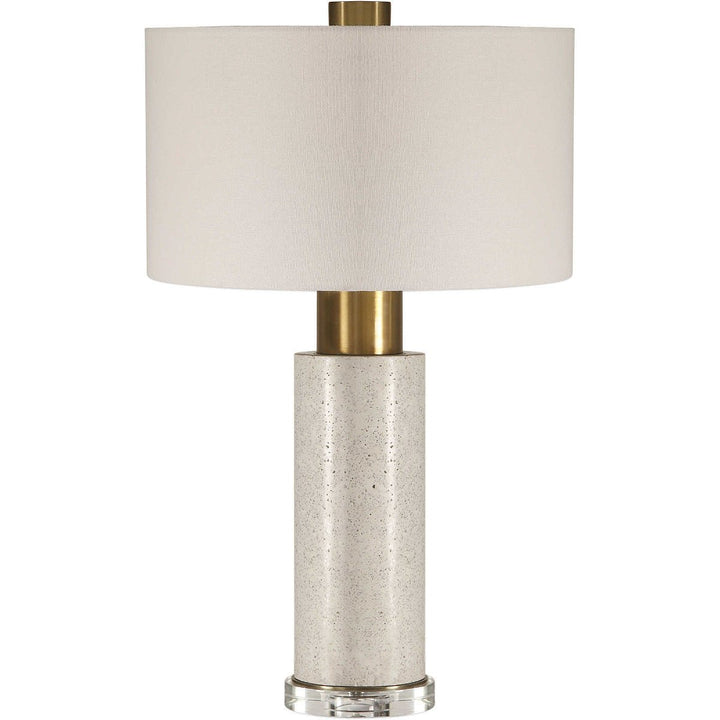 BLEACHED CONCRETE + BRASS COLUMN LAMP