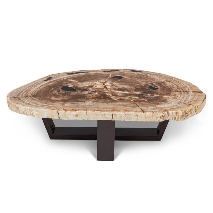 VALERIE PETRIFIED WOOD SLICE COFFEE TABLE: LIGHT