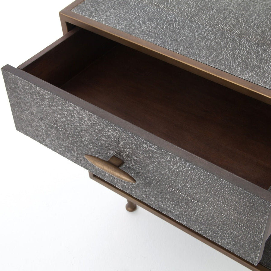 ANDEL SHAGREEN BEDSIDE TABLE: ANTIQUE BRASS