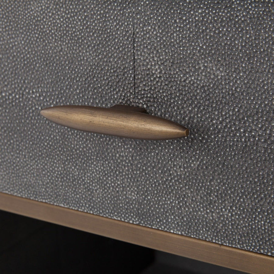 ANDEL SHAGREEN BEDSIDE TABLE: ANTIQUE BRASS