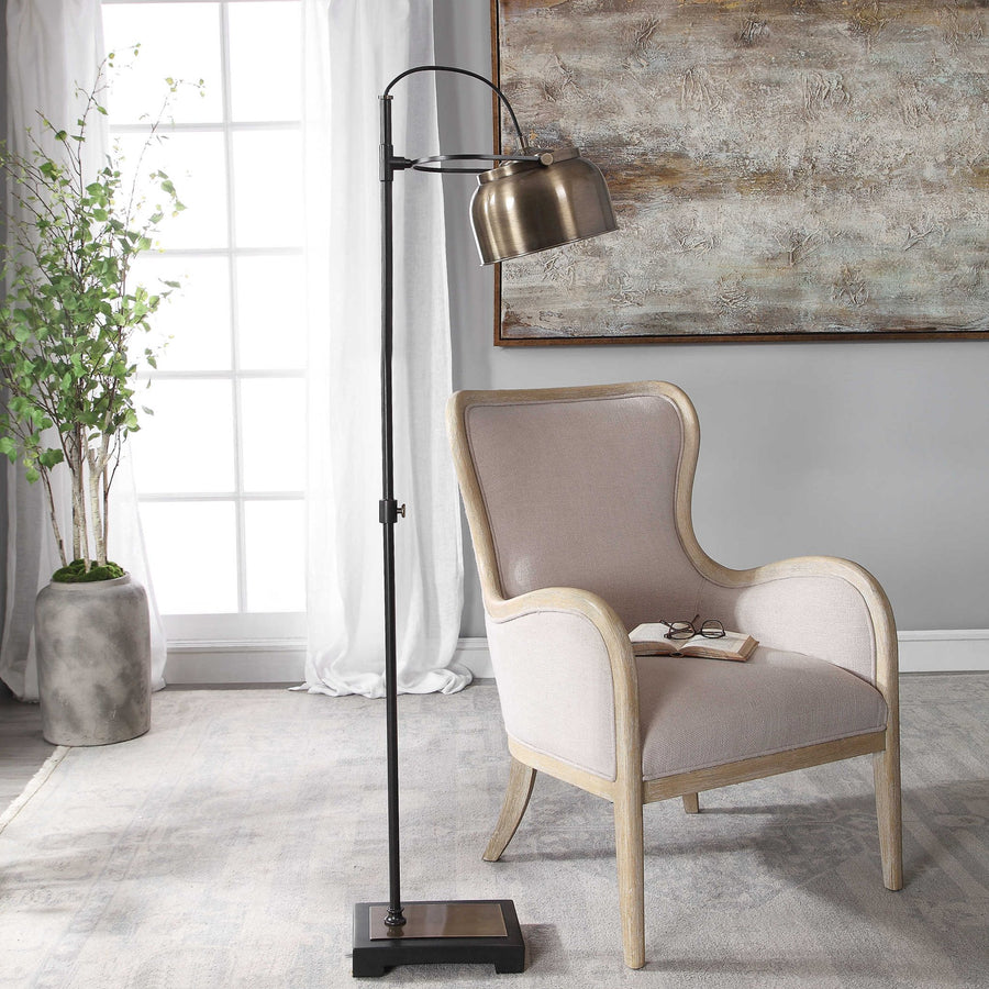 VINTAGE BRASS INDUSTRIAL FLOOR LAMP
