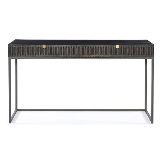 VINTAGE BROWN CARVED MANGO WRITING DESK
