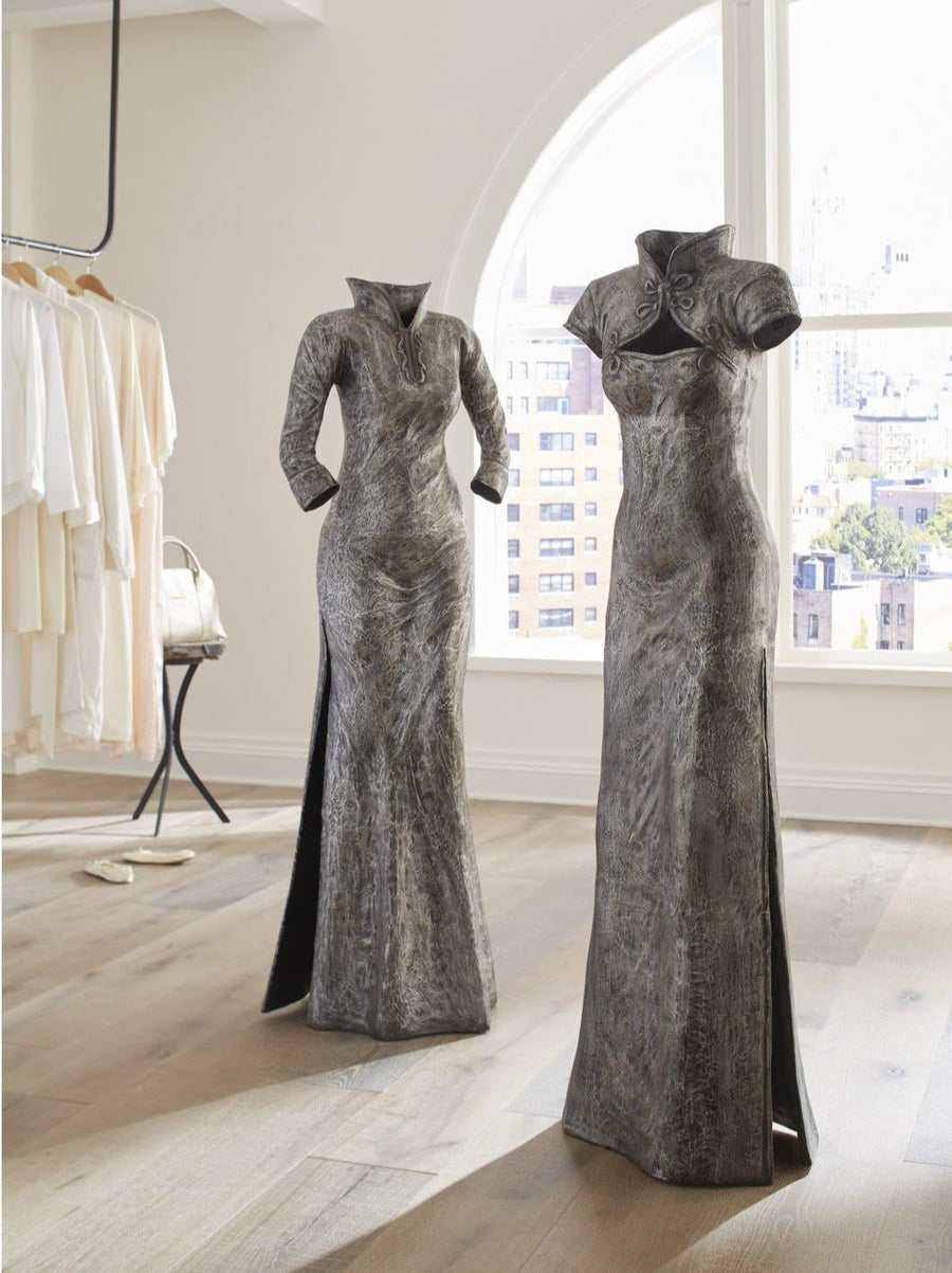 VINTAGE SILVER DRESS FLOOR SCULPTURES