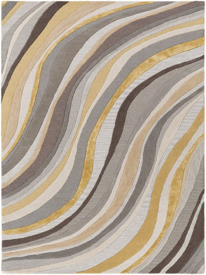 WAVES WOOL + VISCOSE RUG: GOLD, GRAY