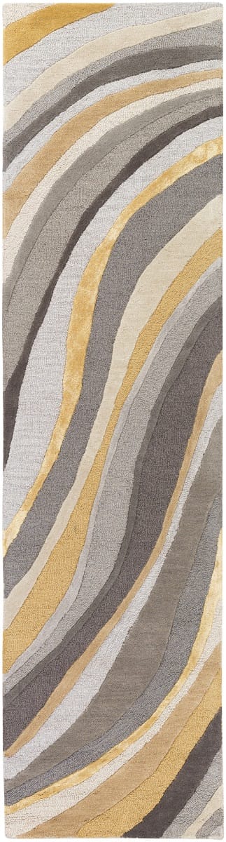 WAVES WOOL + VISCOSE RUG: GOLD, GRAY