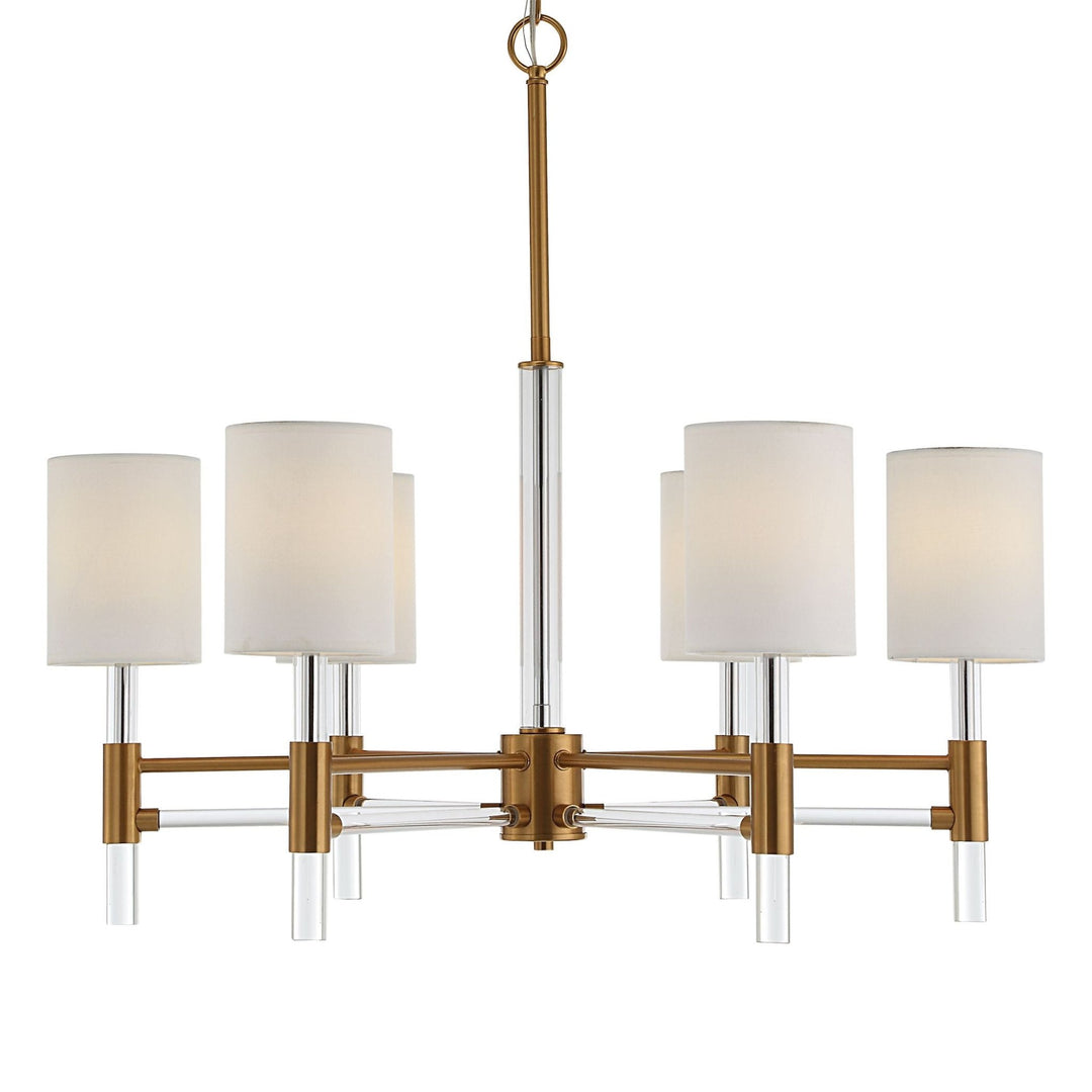 WELKIN BRASS + ACRYLIC 6 LIGHT CHANDELIER