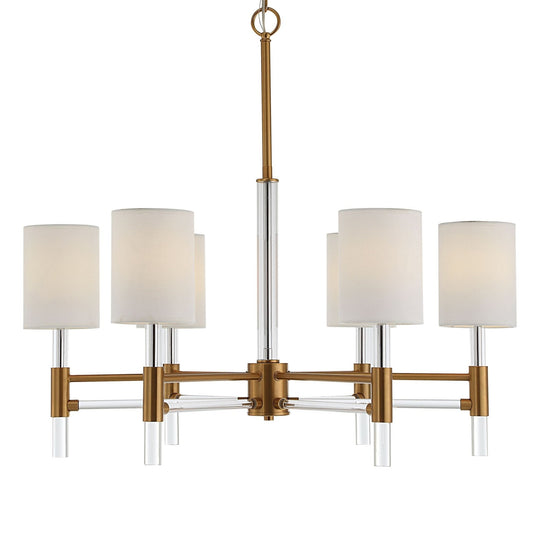 WELKIN BRASS + ACRYLIC 6 LIGHT CHANDELIER