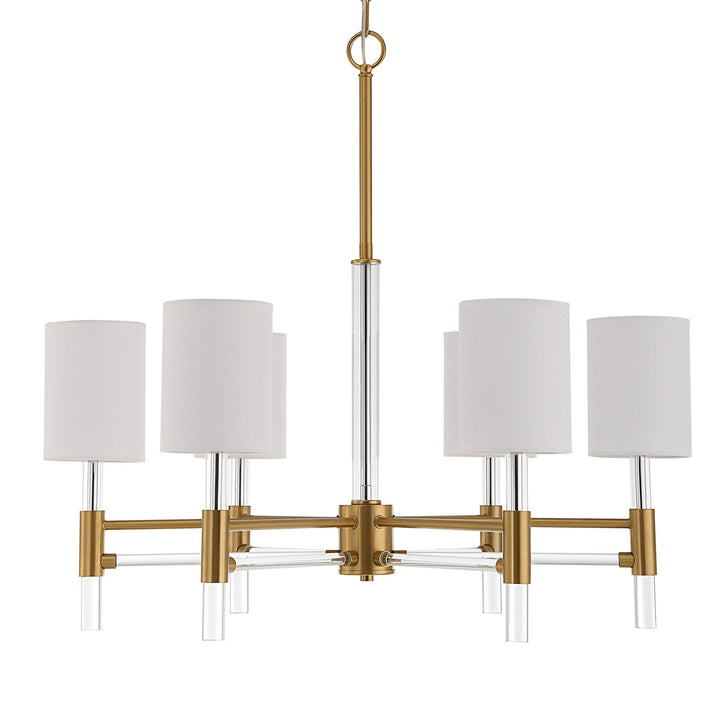 WELKIN BRASS + ACRYLIC 6 LIGHT CHANDELIER